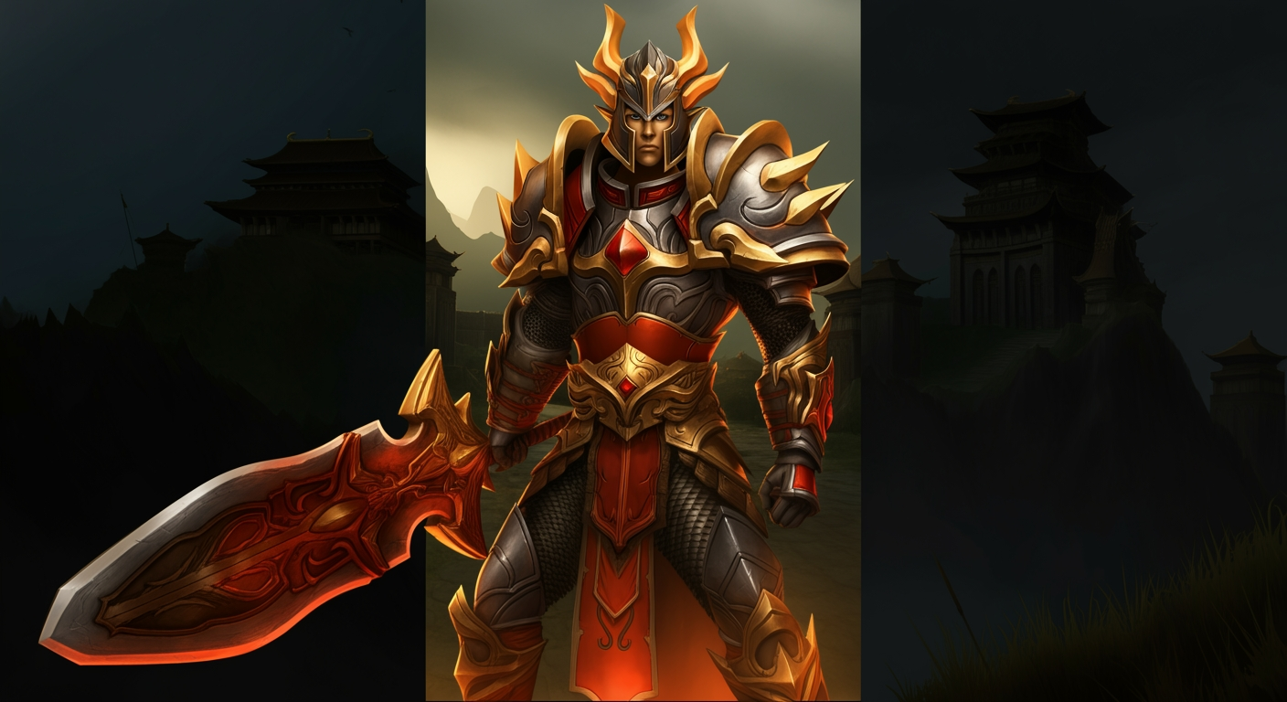 Metin2 Body Warrior in Dragon God Armor with two-handed sword ready for PvP combat