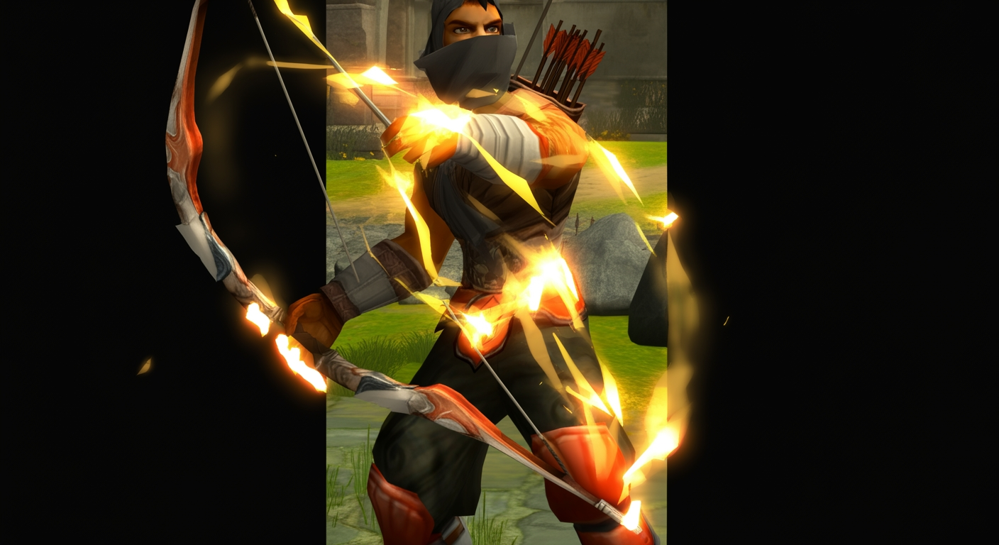 Metin2 Bow Ninja farming metin stones in a dark enchanted forest map with magical arrows