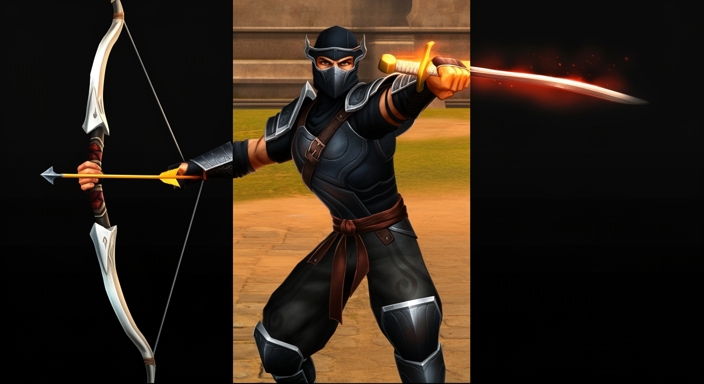 Metin2 ninja class comparison showing bow ninja and dagger ninja combat styles