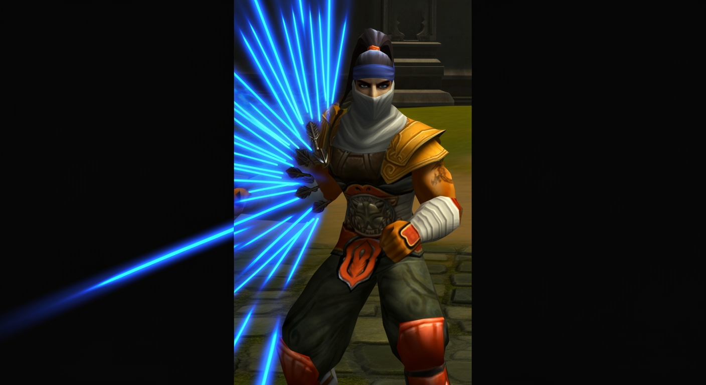 Metin2 ninja using Arrow Shower skill in PvP combat inside a dungeon